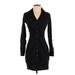 Express Casual Dress - Sheath Collared Long sleeves: Black Solid Dresses - Women's Size 2