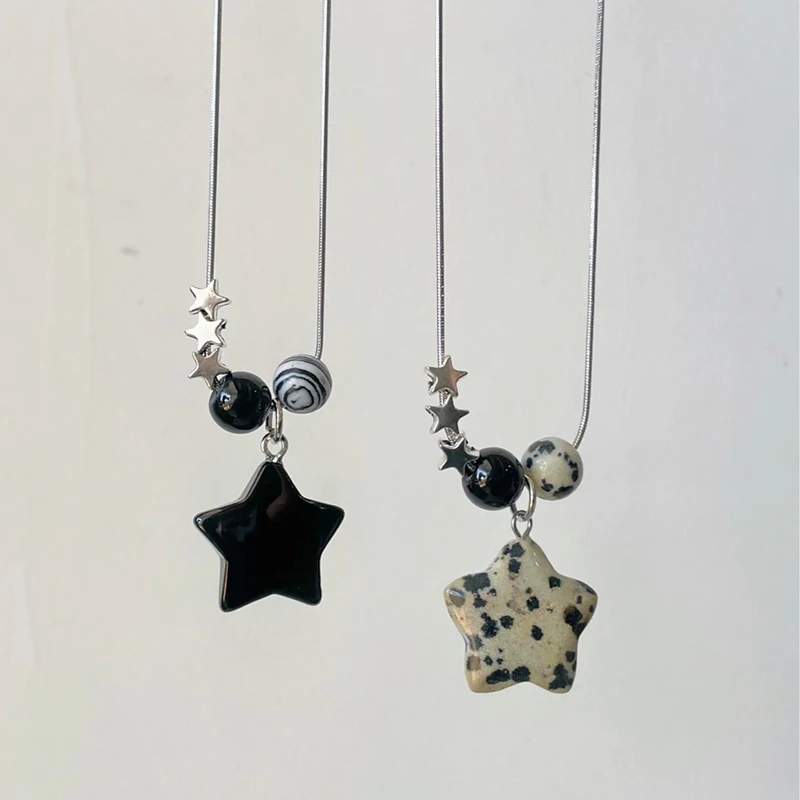 Koreanische Mode Kuh Stern Anhänger Halskette Punk Ästhetische Rote Halskette Für Frauen Y2K Choker Zubehör Vintage Charme Schmuck