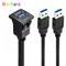 Bochara Dual USB3.0 USB2.0 Stecker auf Buchse Unterputz-Panel-Armaturenbrettkabel abgeschirmt für Auto Motorrad 1 m 2 m