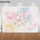 Mocsicka Pink Sky Castle Colorful Clouds Photography Backdrop Baby 1st Birthday Girl Cake Smash