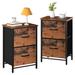 Modern Grey Nightstand Set Of 2 - Space Saving Bedside Tables w/ Fabric Drawers Wood/Metal in Brown Accentuations by Manhattan Comfort | Wayfair