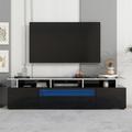 Ivy Bronx TV Stand w/ Push To Open Doors, UV High-Gloss Entertainment Center w/ Acrylic Board For Tvs Up To 80" | Wayfair