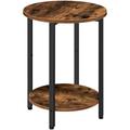 17 Stories Rustic Brown Round End Table - Stylish Space-Saving Side Table For Living Room & Bedroom Wood in Black/Brown | Wayfair