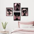 SIGNLEADER Fashionable Black Woman In Hat Couture Fashion Framed On Paper 4 Pieces Print Paper in Black/Pink | 14 H x 11 W x 1 D in | Wayfair