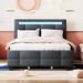 Latitude Run® Platform Bed w/ LED Frame & 4 Drawers Upholstered/Linen in Gray | 43.7 H x 81 W x 56.6 D in | Wayfair