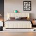 Latitude Run® Upholstered Bed w/ Hydraulic Storage System & LED Light Metal in Brown | 43.7 H x 83.3 W x 65.4 D in | Wayfair