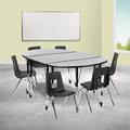 Flash Furniture Goddard Mobile 76" Oval Wave Flexible Laminate Activity Table Set w/ 16" Student Stack Chairs Laminate/Metal | 30 H in | Wayfair