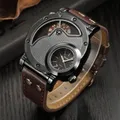 Oulm – montres de luxe de marque pour hommes montre à Quartz à double temps montre décontractée