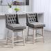 HomCom Counter Height Bar Stools Set of 2, 180 Degree Swivel Barstools, 27" Seat Height Bar Chairs Wood/Upholstered in Gray | Wayfair 835-178V03GY