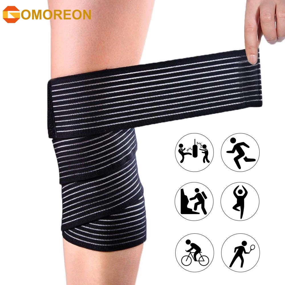 Bandages de genou à Compression élastique de sport, sangles pressurisées de Fitness pour la gymnastique, l'haltérophilie, Squats, enveloppes d'entraînement à Compression des jambes