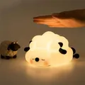 Veilleuse LED en Forme de Mouton Mignon Rechargeable par USB en Silicone Capteur Tactile pour