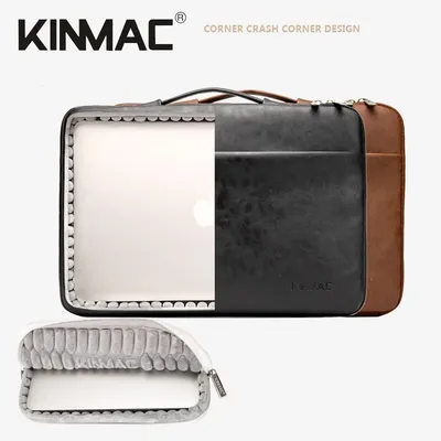 Kinmac-Sac en cuir PU pour ordinateur portable 12 13.3 14 15.4 15.6 pouces antichoc homme dame