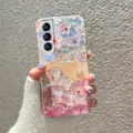 Coque à fleurs orchidées pour Samsung coque à paillettes M53 S22 S23 Ultra S21 FE S20 S22