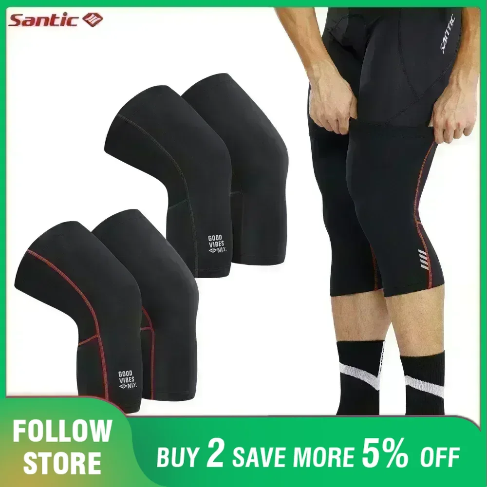 Santic – genouillères de cyclisme en polaire thermique, coupe-vent, pour Sports de plein air, jambières, équipement de protection pour vélo vtt, hiver