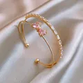 Zunderes-Bracelet double ouvert avec nœud pour femme bracelets de manchette roses bijoux de charme