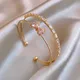 Zunderes-Bracelet double ouvert avec nœud pour femme bracelets de manchette roses bijoux de charme