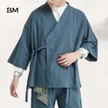 Veste en lin de style chinois pour hommes costume Hanfu pour hommes robe trempée grande taille