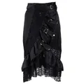 Jupe victorienne à volants floraux en satin noir et dentelle pour femmes jupe steampunk jupes