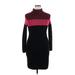 Calvin Klein Casual Dress - Sweater Dress Turtleneck Long sleeves: Burgundy Color Block Dresses - Women's Size X-Large