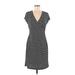 Jones New York Signature Casual Dress - Shift: Gray Polka Dots Dresses - Women's Size Medium