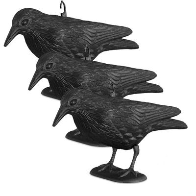 3x Taubenschreck Krähe, Dekofigur als Vogelscheuche, stehende Figur für Taubenabwehr, Gartenfigur,