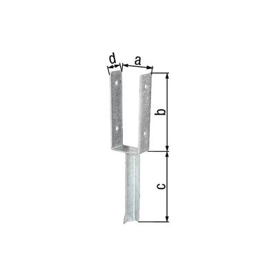 GAH Alberts U-Pfostenträger ETA-10/0210 101x200x200x50mm TZN m.Betonanker a.T-Eisen - 216795