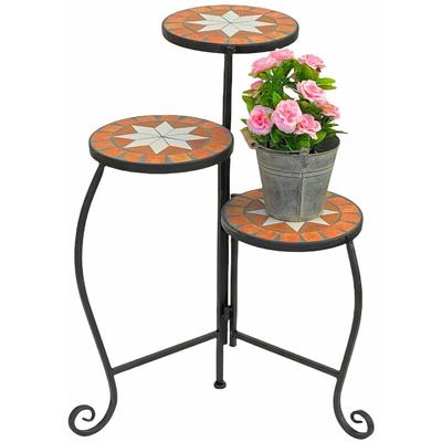 DanDiBo Blumentreppe Mosaik Rund 55 cm Blumenregal 12020 Beistelltisch Pflanzenständer Mosaiktisch Image