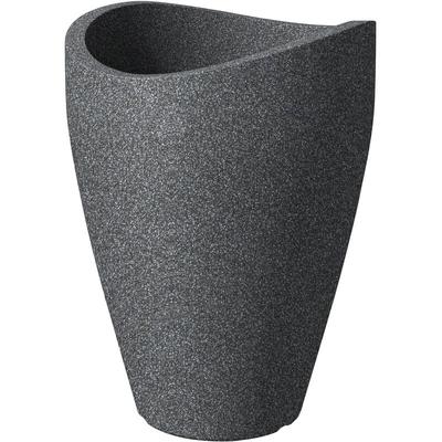 Wave Globe High 40, Hochgefäß/Blumentopf/Pflanzkübel, rund, Farbe: Schwarz-Granit, hergestellt mit