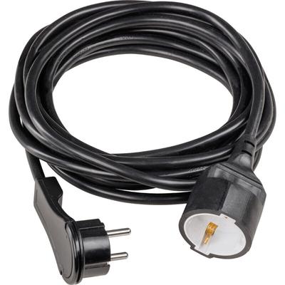 Verlängerungskabel Flachstecker 5 m schwarz IP20 H05VV-F 3G1,5