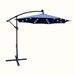 Arlmont & Co. Shunell 120" Lighted Cantilever Umbrella w/ Crank Lift Counter Weights Included in Blue/Navy | 102 H x 120 W x 120 D in | Wayfair