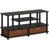 17 Stories Furinno JAYA Large Stand For Up To 50-Inch TV, Columbia Walnut/Dark Brown Tv Stand Living Room Furniture in Black | Wayfair