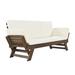 wendeway Outdoor Adjustable Patio Wooden Daybed Sofa Chaise Lounge w/ Cushions For Small Places in Brown | Wayfair GFNPOT-SP100141AAA