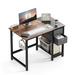 17 Stories Modern Simple Style Home Office Writing Desk w/ 2-Tier Drawers Storage 21 Wood/Metal in Black/Brown | 29 H x 55 W x 23 D in | Wayfair