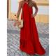 Women's Casual Dress Boho Chic Dresses Long Dress Maxi Dress Ruched Vacation Beach Streetwear Maxi Halter Neck Sleeveless Black Red Green Color