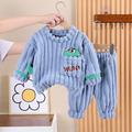 Toddler Girls' Pajama Sets Long Sleeve Xiaohua grain velvet pajamas set pink Round Neck Dinosaur Pullover Pajamas Blue Bear grain velvet pajama set brown Animal Cartoon Button Spring Fall Active Home