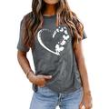 Women's T shirt Tee 100% Cotton Heart Butterfly Home Daily Date Print Basic T-shirt Sleeve Dark Gray Short Sleeve Basic Round Neck Summer