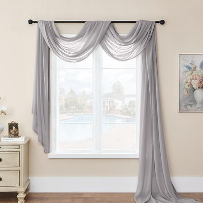 Valentine's Day Luxury Window Scarf Sheer Voile Elegant Topper Long Window Valance Solid Window Treatment Swags Drapes for Window Ceremony Wedding Canopy Bed