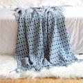 Sofa blanket knitted blanket houndstooth tassel wool blanket small blanket summer woven blanket American thread blanket