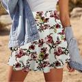 Women's Skirt Swing Mini Skirts Print Floral Casual Daily Weekend Summer Polyester Fashion Casual Black-White Black White Red