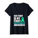 Damen Niedliche lustige Grafik Her Fight, Is My Fight Colon Cancer T-Shirt mit V-Ausschnitt