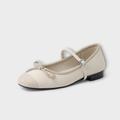 Femme Ballerines Ballerines Baby Chaussures Vintage Noeud Talon Plat Bout rond Elégant Rétro Vintage Cuir Mocassins Preto e Prateado Blanc / Argent Blanche