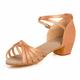 Femme Chaussures Latines Salon Danse en ligne Intérieur Danse de Salon Basique Sandale Couleur Pleine Talon Bas Boucle Enfant Nu Bronze / Cuir / Satin / Cuir