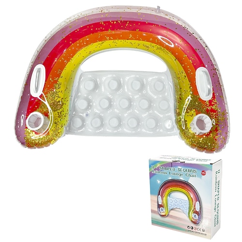 Aufblasbare Wasser-Pailletten-Regenbogen-Liege mit verdickter U-förmiger schwimmender Sofa-Hängematte und Schwimmring Image