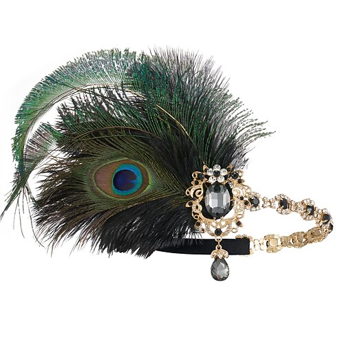 Kopfbedeckung Stirnbänder Flapper Stirnband Kopfbedeckung Retro Vintage Brüllen 20s 1920s Feder Für Der große Gatsby Flapper-Mädchen Cosplay Halloween Karneval Damen Modeschmuck Modeschmuck