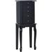 Jewelry Armoire Cabinet Chest Organizer Box Top with Flip Mirror Standing Space-Saving Bedroom Makeup Accessories Storage Armoires 8 Necklace Hooks Jewelry Cabinets with 4 Drawers (Black)