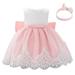 Fesfesfes 2 Piece Dress Set Toddler Girls Mesh Dress Bowknot Birthday Party Dress Gown Long Dresses Headband Suit On Sale