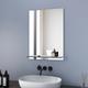 Bathroom Mirror 50x70cm with Shelf, Frameless Wall Mounted Bathroom Mirror with storage shelf - Meykoers