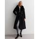 New Look Black Faux Fur Collared Long Coat, Black, Size 14, Women