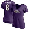 Women's Fanatics Branded Lamar Jackson Purple Baltimore Ravens Player Icon Name & Number V-Neck T-Shirt
