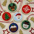 Cross Stitch Mini Hoop Christmas Decoration | Snowflake Santa Tree Reindeer Snowman Pudding